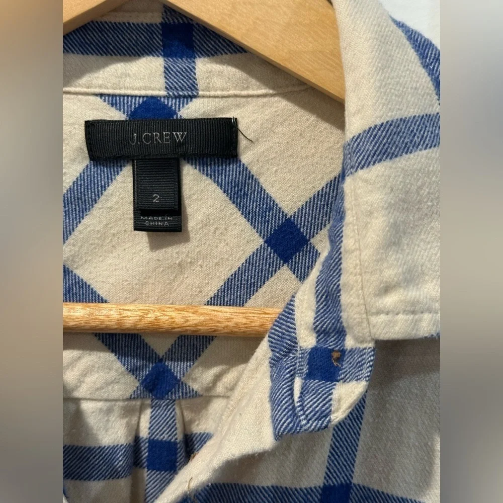 J. Crew Blue and Cream Checkered Shirt